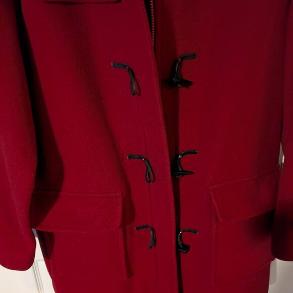 Braetan women's wool blend red toggle close lined coat with hood, size medium - Picture 7 of 7